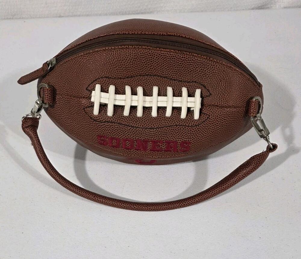 University of Oklahoma OU Sooners Football Shaped Leather Shoulder Bag Purse